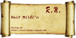 Reif Milán névjegykártya